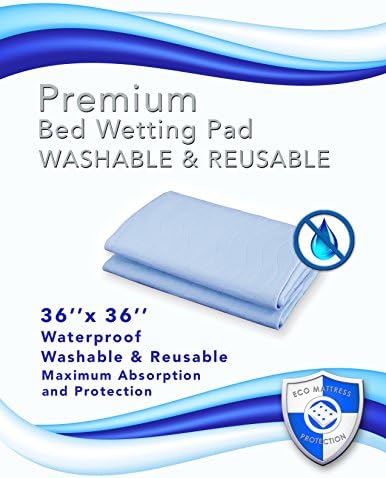 2 Ultra Soft Premium Bed Wetting Pad- Light Blue 36 X 36. Waterproof Sheet Protector for Adults, Seniors, Infants and Toddlers. Winner of the 2015 Peoples Choice Award.