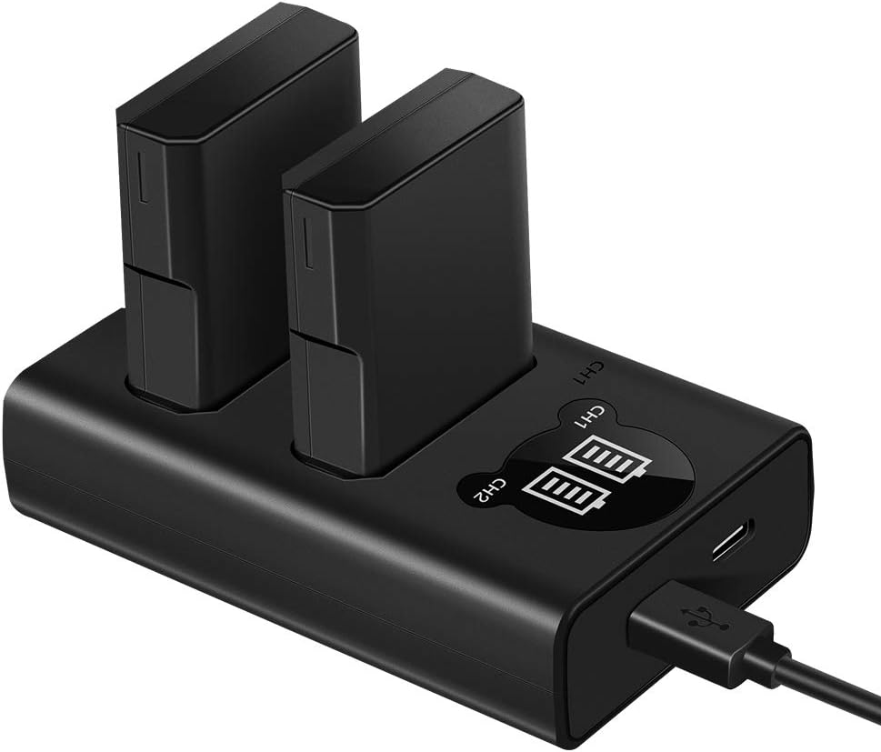 ESDDI EN-EL14 Nikon Double Rechargeable Lithium Batteries Compatible with Nikon D5600, Nikon D5300, Nikon D3500, Nikon D3100, Nikon D3200, Nikon D3300, Nikon D3400, Nikon D5100, Nikon D5200