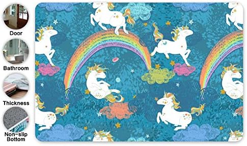Ranibow Unicorn Square Doormat Anti-skid Entrance Door Mat Toilet Floor Mats Bath Rugs 15.7" X 23.5"-Inside Outside-DIY Custom Carpet