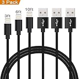 MAXGADGET Lightning Cable, iPhone Cable 3Pack (3FT+6FT+10FT) Nylon Braided Lightning to USB Charging Cables iPhone Charger for iPhone X/8/8Plus/7/7 Plus/SE/6s/6 Plus/6/iPad Air and More-Black