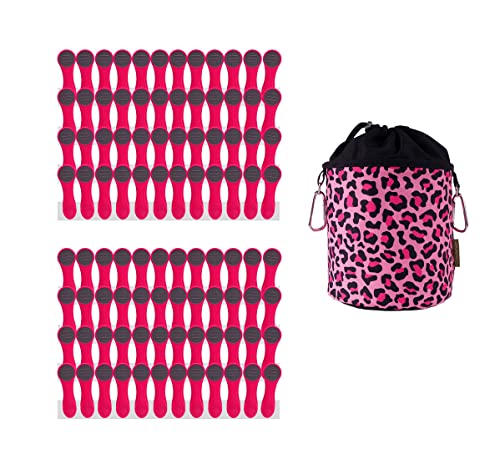 96 Clothes Pegs with Soft Grip and 1 Clothes Peg Bag - 96 x Pink, 1 x Pink Bag