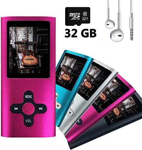 Wyne Technology 32GB MP3 MP4 Player with Assorted Micro SD Slot Fashion Durable Portable Music Player Energy Saving FM Radio Turner Video Player Photo Viewer Voice Recorder (Rose)