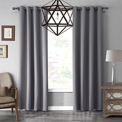 Solid Grommet top Thermal Insulated Window Blackout Curtain for Living Room/Bedroom Multi Sizes and Colors BEIBEITEX(52''W×84''L,gray)
