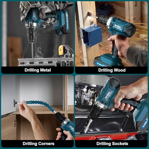 Sundpey Tool Case 255 Pieces with 21 V Cordless Drill Screwdriver Cordless Household General Case Repair Tools for Homeowner/Auto DIY