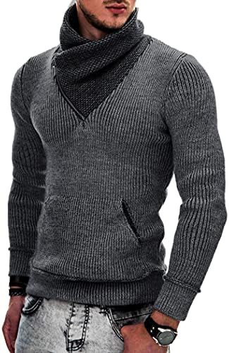 COOFANDY Men's Knitted Turtleneck Pullover Shawl Collar Sweaters