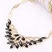 MOOCHI 18K Gold-Plated Black Crystal Beads Big Hollow Chain Necklace Earrings Ring Jewelry Set