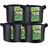 VIVOSUN 5-Pack 7 Gallon Plant Grow Bags, Premium Series Thichkened Non-woven Aeration Fabric Pots w/Handles - Reinforced Weight Capacity &amp; Extremely Durable (Black)
