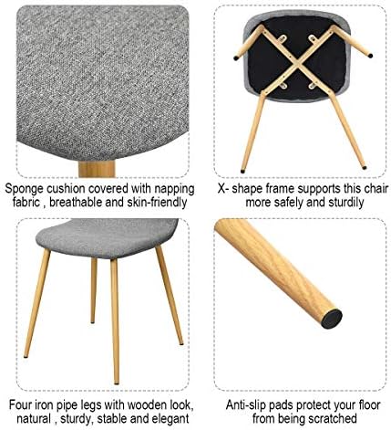 Giantex Set of 2 Kitchen Dining Chairs, Easily Assemble Modern Fabric Cushion Seat Chair w/Metal Legs, Mid Century Armless Chairs for Kitchen, Dining Room, Restaurant, Gray 4 51BopB OyqL. AC