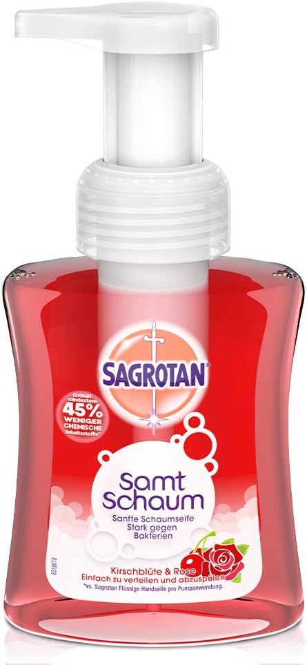 Sagrotan Velvet Foam Soap Cherry Blossom & Rose - Antibacterial Foam Soap - 1 x 250ml Soap Dispenser - Image 3