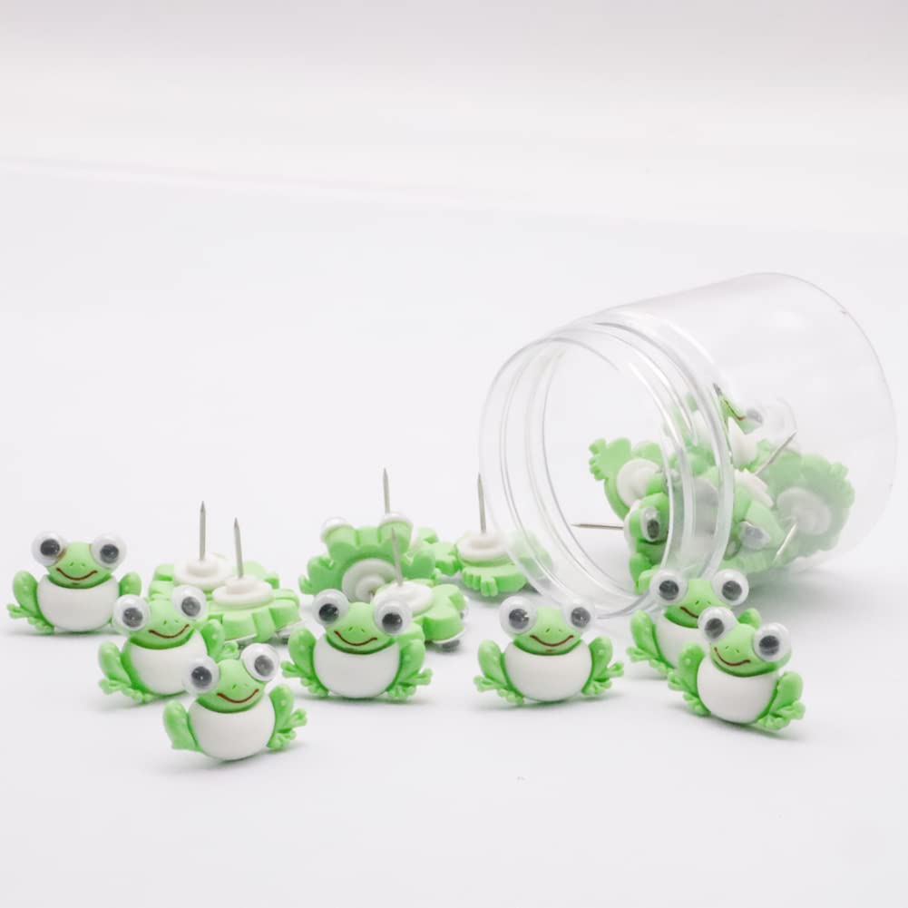 Cute Animal Push Pin,JruiZhp 20 Pcs Frog Thumbtack Decoration Paper Photo Memo Note Thumbtack Drawing Pins Green Multi-Functional Decorative Cork Board Office Accessories(A)