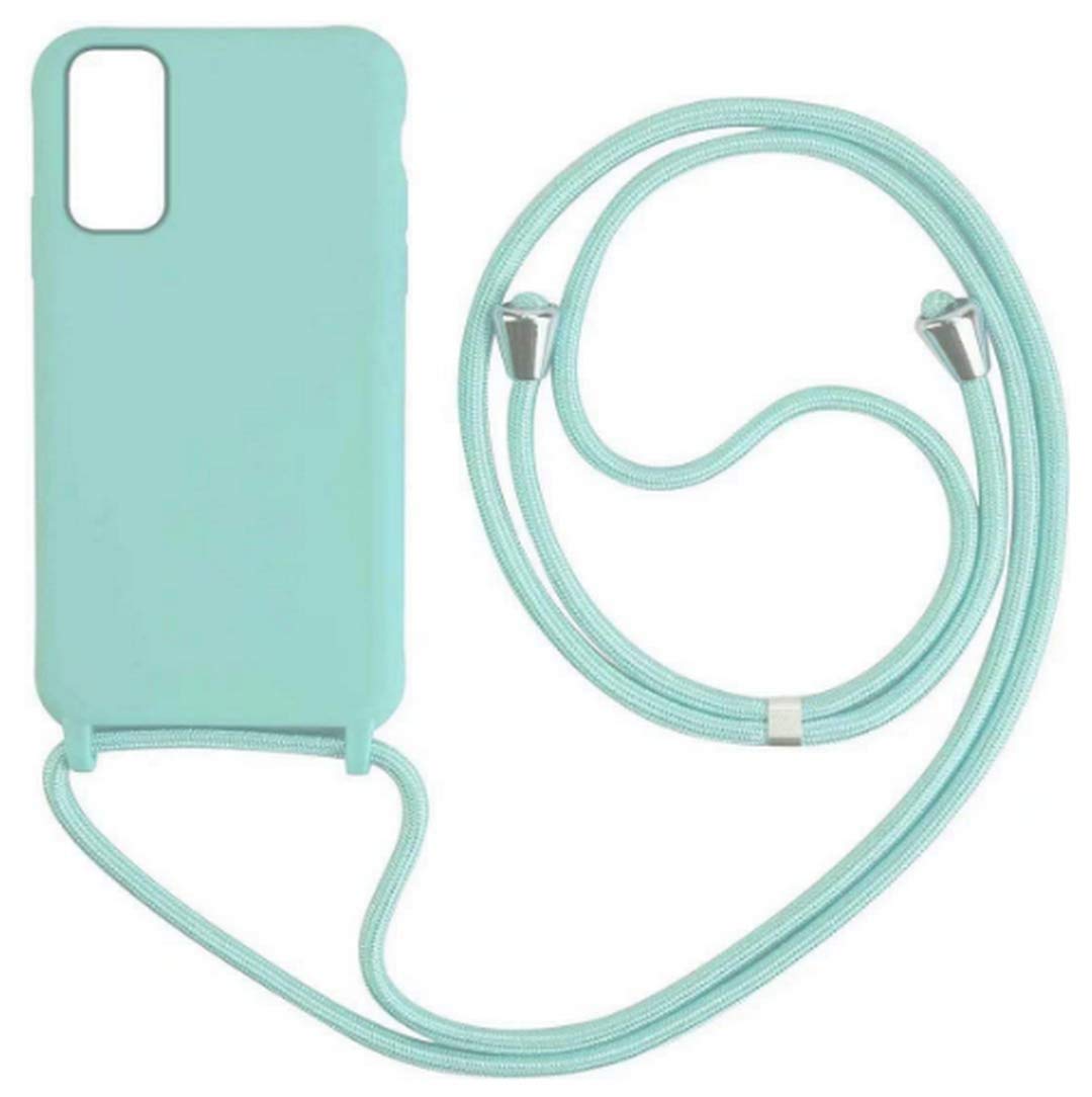 JMstore Lanyard Phone Case Compatible with Samsung Galaxy A41 TPU Silicone Crossbody Neck Strap Cord Collar Adjustable Necklace (Mint Green)
