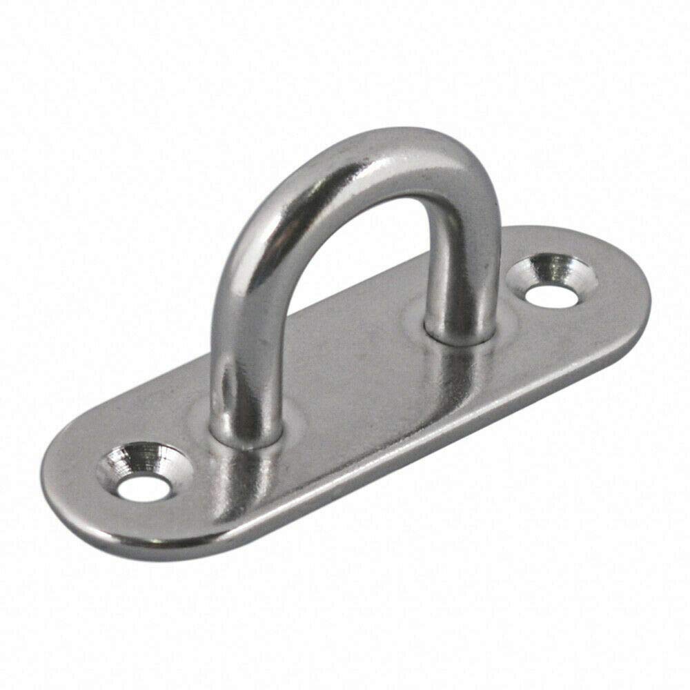 Stainless steel eye plate, Riloer clamp hook Wall bracket U-shaped metal clamp hook with 2 holes (Type1 M5)