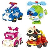 BigMooseMall Robocar Poli Nanoblock Style Micro Building Blocks. Poli, Helly, Amber, Roy. Set of Four