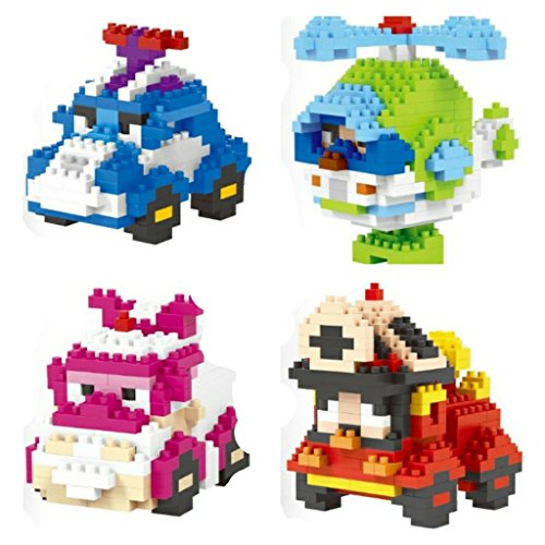 BigMooseMall Robocar Poli Nanoblock Style Micro Building Blocks. Poli, Helly, Amber, Roy. Set of Four