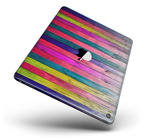 Wood Pattern Design Skinz Premium Full-Body Cover Wrap Decal Skin Kit for the Apple iPad Pro 12.9-inch 2nd generation - (A1670/A1671) - Vibrant Neon Colored Wood Strips