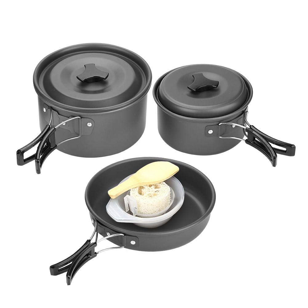 Fishlor Camping Cookware, Outdoor Hiking Cookware Camping Pot Set Aluminum Alloy Picnic Barbecue Cooking Set Cookware for Backpacking 2-3 People