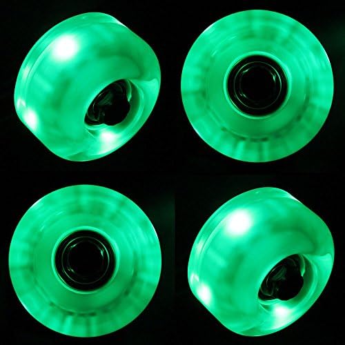 Scott ALlah Design - Green Glow in the Dark Green Wheels 54mm LED Cruiser Longboard Wheels Pro (Plus ABEC 9 Bearings) - Long Life Led Longboard Wheels