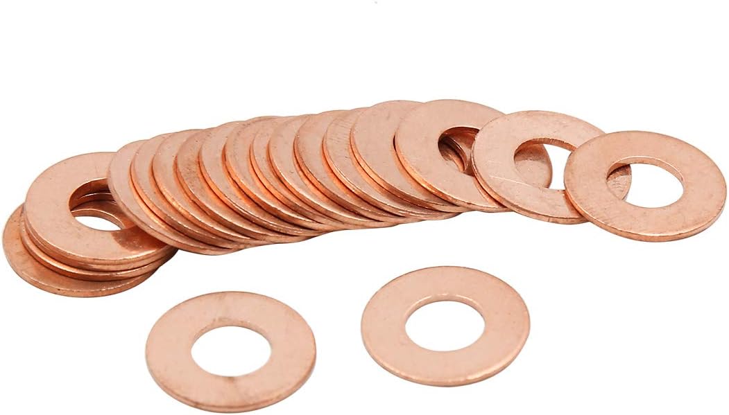 X AUTOHAUX 20pcs M8 x 18mm x 1mm Copper Flat Washer Sealing Ring for Screw, Copper Tone, 8*18*1mm - Image 3