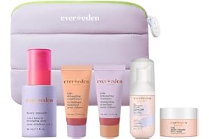 Evereden Kids Travel Size Set: Clean & Vegan 5-Piece Skin Care for Kids | Multi-Vitamin Kids Skin Care Set with Detangling Spray, Face Wash, Cream, Shampoo & Conditioner | Stocking Stuffers for Kids