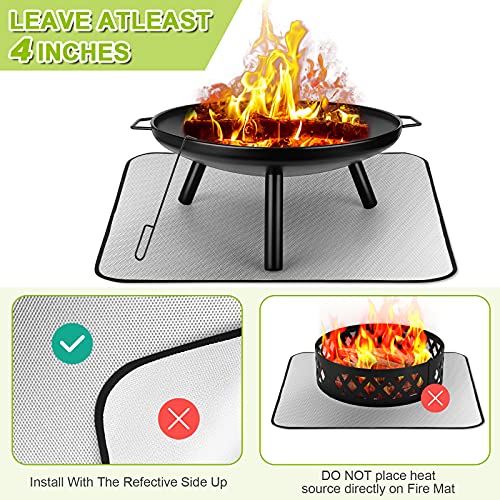 SUNLIFER Fire Pit Mat for Deck 36" Square Fireproof Deck Protector Pad