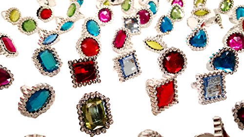 'Dondor' Rhinestone Jeweled Rings For Children (72 Piece Party Pack!)