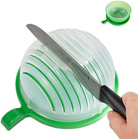 Salad Cutter Bowl Maker Fruit Vegetable Bowl Cutter-Fast Fresh Salad Slicer Salad Chopper- Extra Big Bowl Super For Washing Containing (Green) By GAMING TS