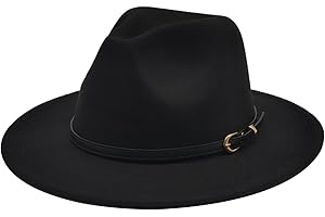 WILLHEOY Kids Fedora Hat Classic Wide Brim Fedora Hat for Boys Girls Felt Hat Panama Hat with Belt Buckle