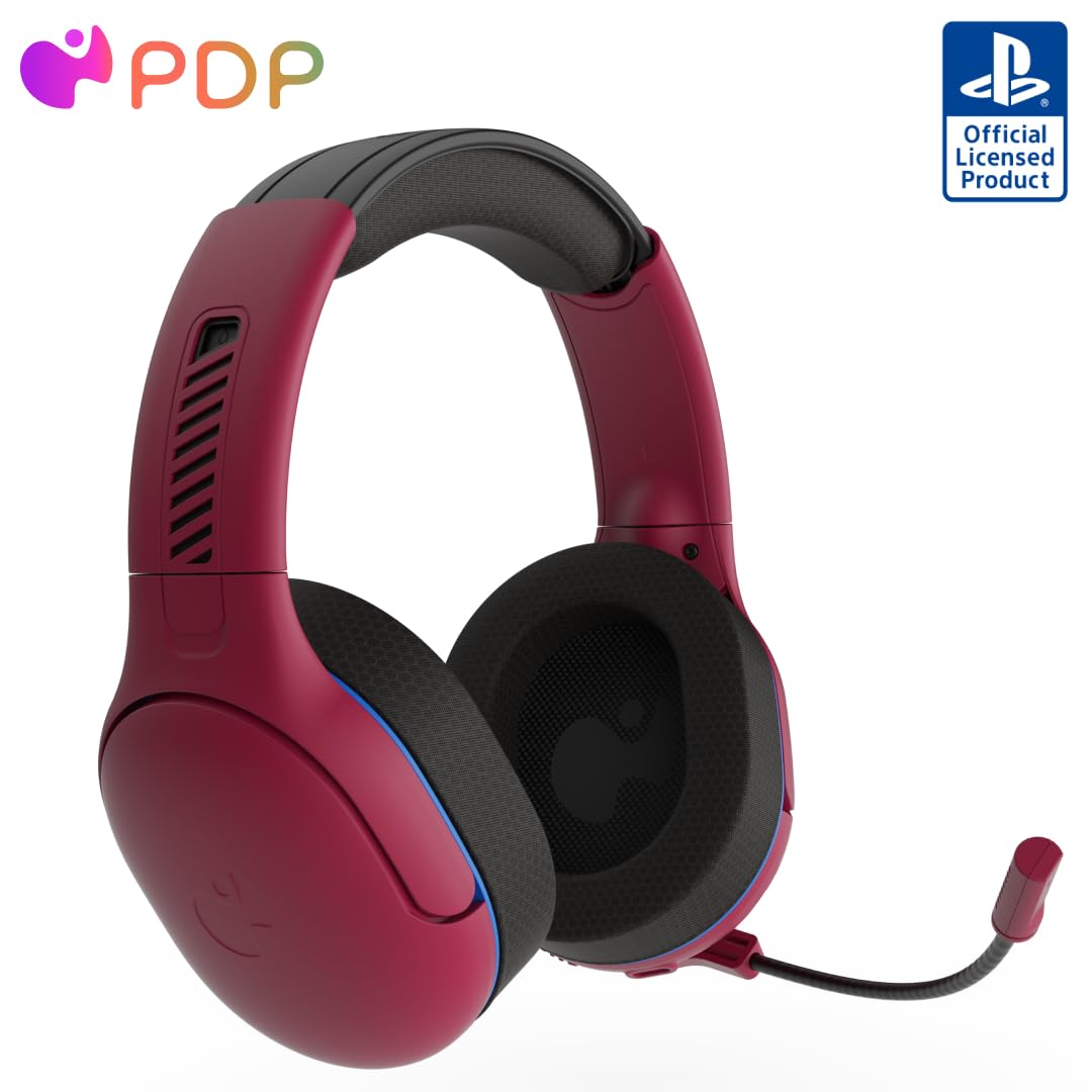 Photo 1 of PDP AIRLITE Pro Wireless Stereo Gaming Headset, Officially Licensed by Sony PlayStation 5, PS5/PS4/PS3/PC, Lightweight Durable 40 Foot Connection, Noise-canceling Flip-to-Mute Mic, Cosmic Red