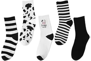 VILLCASE 5 Pairs Women Cotton Mid-calf Length Socks Breathable Sturdy Crew Socks for Running and Walking