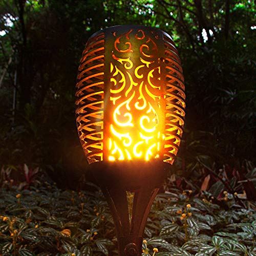 BAXIA TECHNOLOGY Solar Lights Outdoor, Waterproof Dancing Flickering Flame Torch Lights, 96 LED Solar Powered Flame Lights Dusk to Dawn Auto On/Off Security Torch Light for Patio, Pathway (2 Pack)