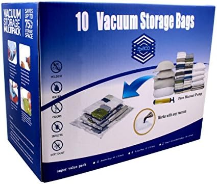 SPACO Jumbo &amp; Large Vacuum Seal Storage Bags-Space Saver Storage Bags Works With Any Vacuum Cleaner + Free Pump(10 Bags Pack)