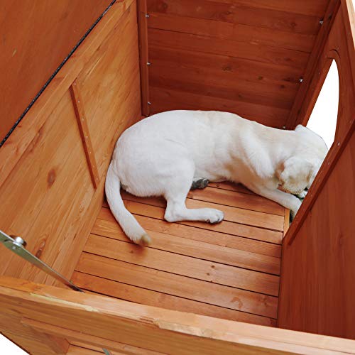 ROCKEVER Dog Houses for Small Dogs and Puppies Outdoor Wood Weatherproof Outside Wooden Puppy Houses Insulated