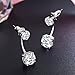 SBLING Platinum-Plated Front Back 2 in 1 Cubic Zirconia Stud and Ear Jacket Earrings (5 cttw)