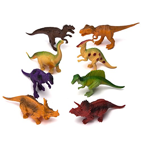 Dinosaur Figure Toys, 7 Inch Jumbo Plastic Dinosaur Playset, STEM Educational Realistic Dinosaur Figures for Boys Toddlers Including T-Rex, Stegosaurus, Triceratops, Monoclonius, 12 Pack