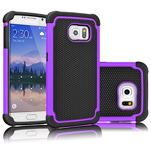 Galaxy S6 Case, Tekcoo(TM) [Tmajor Series] [Purple/Black] Shock Absorbing Hybrid Rubber Plastic Impact Defender Rugged Slim Hard Case Cover Shell For Samsung Galaxy S6 S VI G9200 GS6 All Carriers