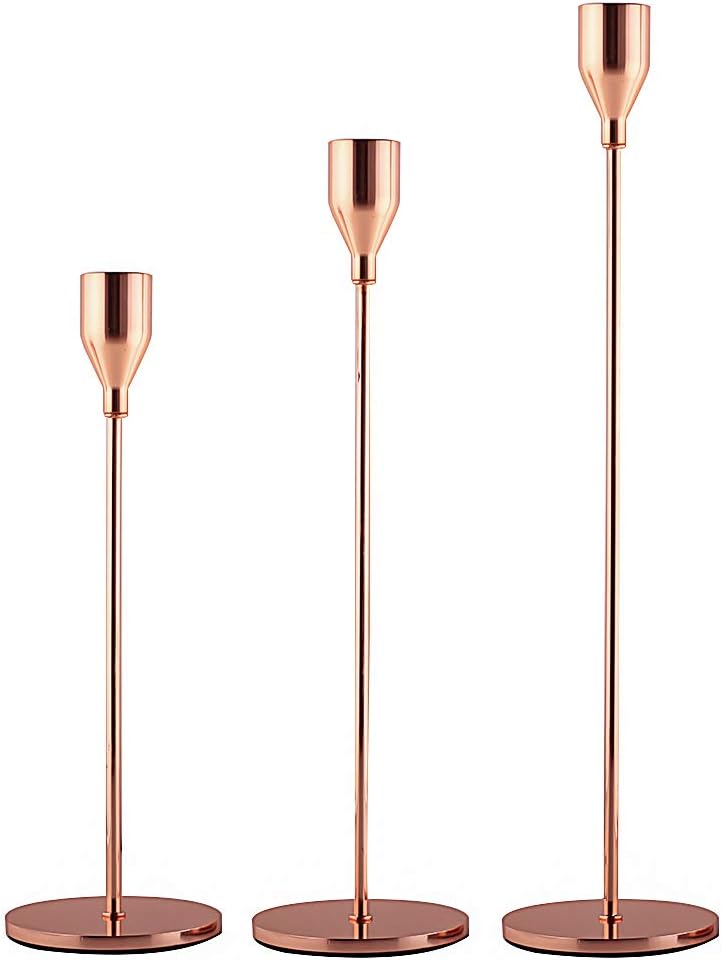 SUJUN Matte Black Candle Holders Set of 3 for Taper Candles, Decorative Candlestick Holder for Wedding, Dinning, Party, Fits 3/4 inch Thick Candle&Led Candles (Metal Candle Stand): Home & Kitchen