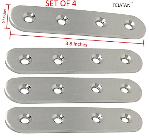 Straight Corner Brace, Set of 4 - Steel Brace (Also Known as - Straight Bracket, Steel Straight Brace, Steel Straight Brackets, Flat Straight Brace, Straight Steel Brace, Flat Steel Brace)