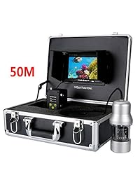 maotewang 7" Color LCD 700TVL impermeable 50 m cable 4400 mAh Batería recargable Fish Finder pesca submarina cámara de vídeo con 14pcs de luces blancas LED.
