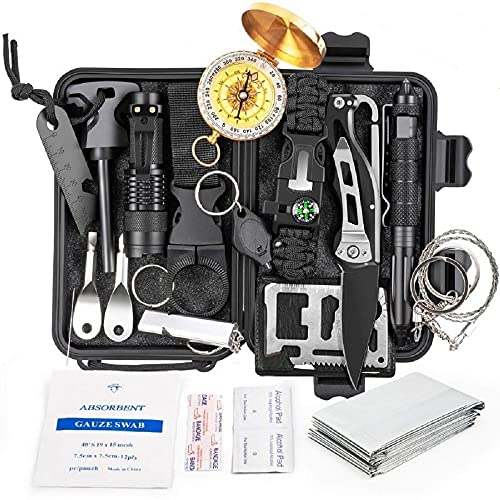Oismys 18-in-1 Outdoor Adventure Equipment Travel Hiking Biking Camping Hunting Climbing Survival Gear Tool Kits Set