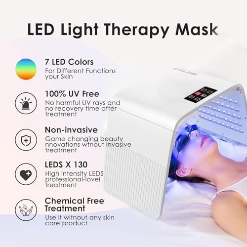 LBOYLOVE® Red Light Therapy for Face, Red Light Therapys Mask,Face LED Mask, 7 Colors LED Fa-ce Tool Light Therapys, SPA Equipment for Skincare at Home & Salon Use