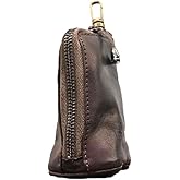 JSBWSFA Medieval Mini Zipper Pouch, Genuine Leather Keychain Coin Purse with Easy Clip Swivel Clasps Coin Organizer Car Key Holder Wallet Card Bag Leather Pouch for Men Women (Coffee)