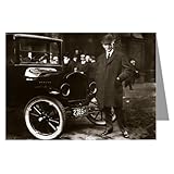 Henry Ford in Front of a Model T Motor Car Greeting