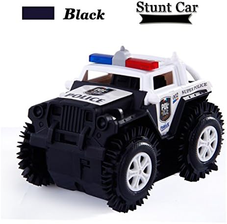 Stunt Car,Light Up Police Inertia Dumper Car Toy with LED Light, 360 Degree Acrobatics Flip,Best Gift for Boys Girls Birthday Halloween Christmas.(black)
