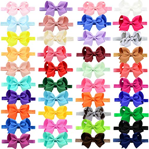 40PCS Baby Grosgrain Ribbon Headbands 4.5Inch Hair Bows Elasict Headband Hair Accessories for Baby Girls Newborns Infantas Toddlers - Thumbnail 2