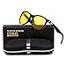 Polarized Night Vision Driving Sunglasses Sports Travelling Retro Vintage Stylish Square Trendy Shades UV 400 Protection Suitable for Women Men Glasses (Night Vision Lens/Bright Black Frame)