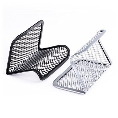 Mesh Desk Business Card Holder Display 4 PCS – Metal, Black & Sliver