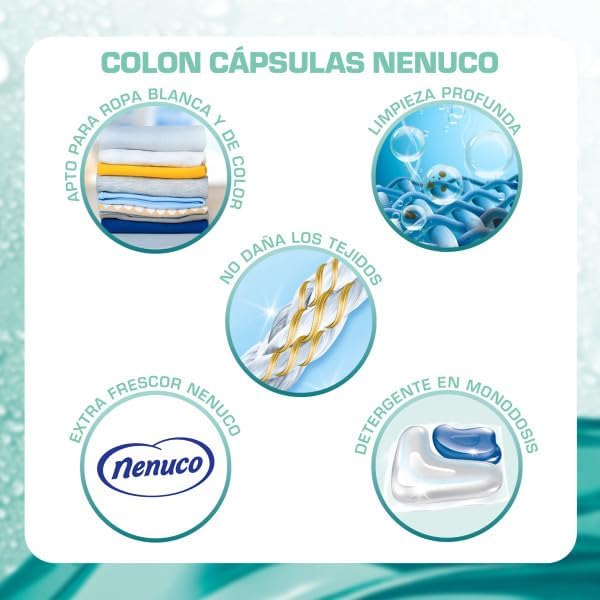 Tampas Total Power Gel Detergente para Máquina de Lavar Nenuco, Aroma Nenuco, Formato de Cápsula - 32 Doses, A embalagem pode variar