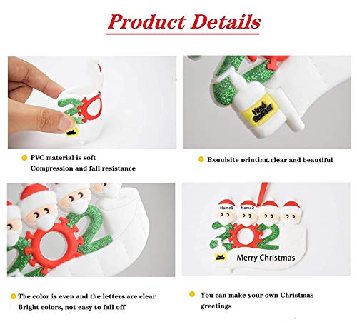 YAJONUE Christmas Ornament Quarantine Personalized 2020 Christmas Pendant Kit Customized Survived Family Name Hanging Ornament Decor Set for Christmas Tree Party Creative Friends Gift,2 Packs