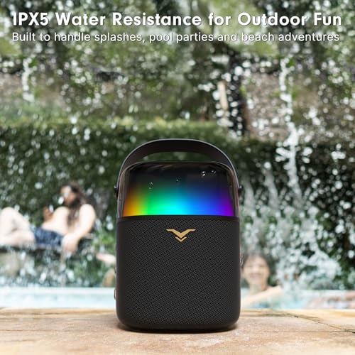 Karaoke Machine with 2 Wireless Microphones, 60W Portable Bluetooth Speaker with 360° Lights, Loud Bass, 12H Battery, Supports Bluetooth/USB/Aux/TV Connection, Ideal for Home Party&Outdoor Use