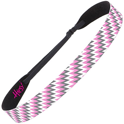 Hipsy Women's Adjustable NO SLIP Zigzag Wide Headband (Purple Black & Pink)